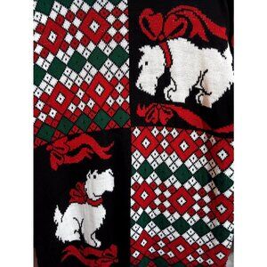 Scottie Dog Christmas Sweater Sz L sparkly "Holiday Time" brand Ugly? Beautiful!